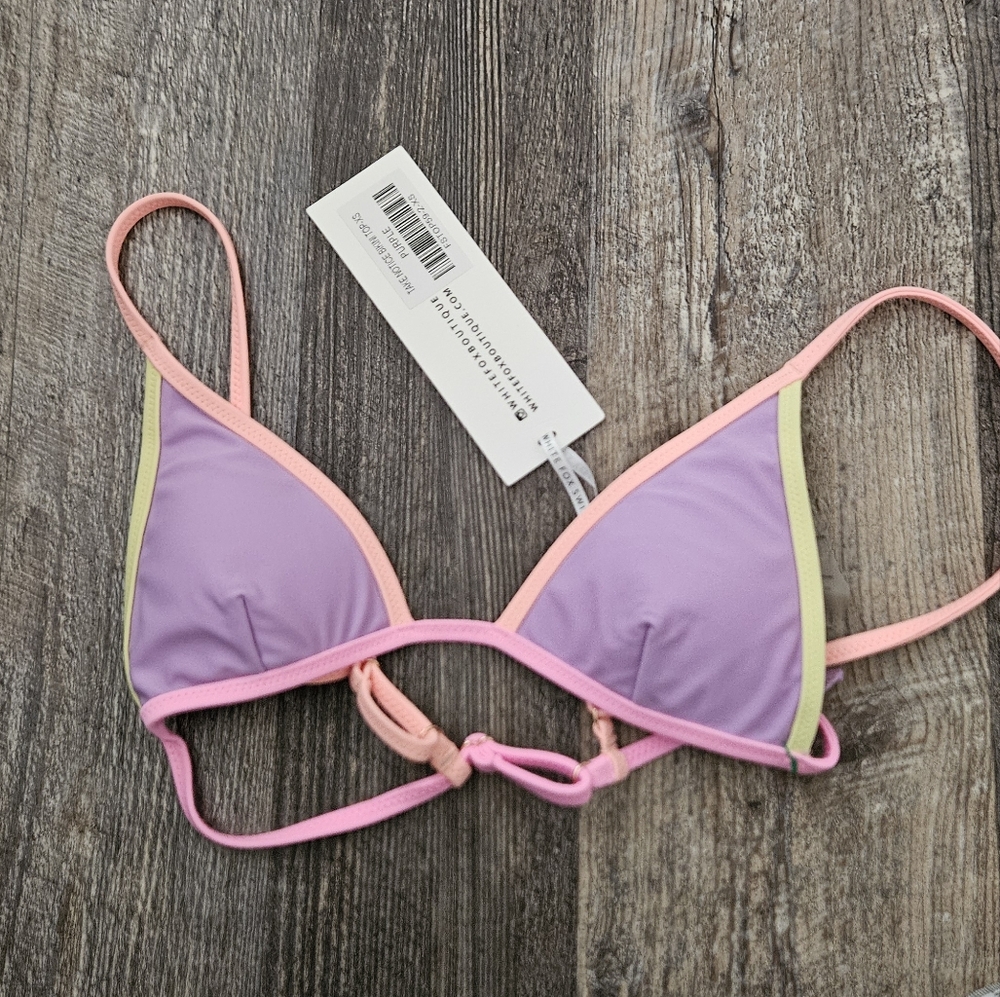 White fox take notice purple bikini top